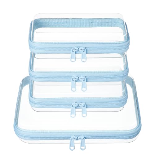 WELPIRT Clear Zipper Pouches, Hard Shell Zipper Case (M+3S)
