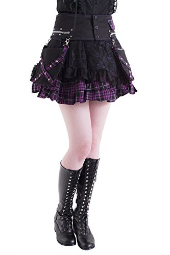 Lolita Charm Women's Punk Lolita Nana Skirt-One Size-Black And Purple #TOP4