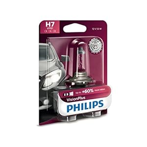 Philips H7 VisionPlus Upgrade Headlight Bulb with up to 60% More Vision, 1 Pack