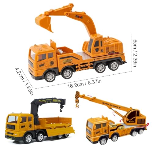 Image of Engineering Construction Friction Powered Vehicle Excavator Truck Toy for Kids Unbreakable Plastic Friction Powered Construction Truck Toy Gift for Kids (Pack of 3)