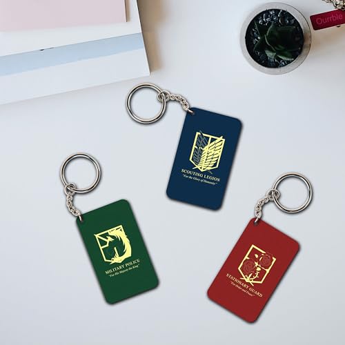 Image of 3 Combo Premium AOT Anime Printed Key chains Combo For Anime Fans, For Gifting, Bike, Scooty, Car Key Chain - Pack of 3