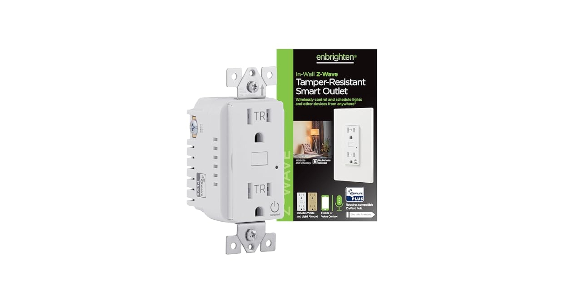 Enbrighten Z-Wave Plus in-Wall Smart Tamper-Reistant Outlet
