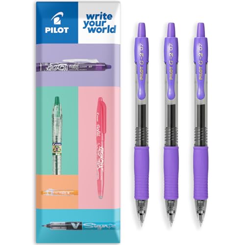Set de 3 bolígrafos Pilot G-2 gel tinta violeta 0.7 mm
