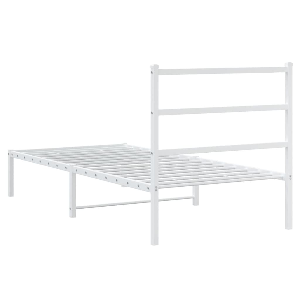 vidaXL Bettgestell mit Kopfteil Metall Weiß 90x190 cm