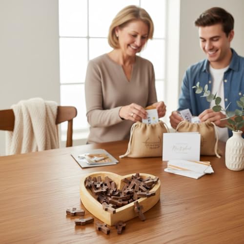 Image of Wooden Prayer Cross Bulk 55 Pack-Pocker Wooden Comfort Cross for Church Gift, Religious Favors,Sunday School,Youth Ministry with Prayer Card