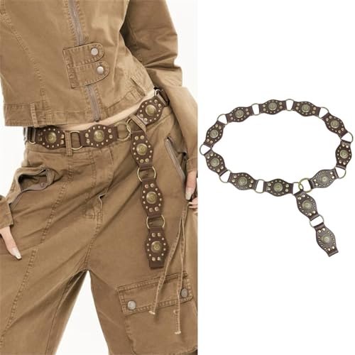 Ethnic Adult Waist Belt With Carved Flower Rivets Waistband PU Waist Belts For Women Skirt Waist Belt2