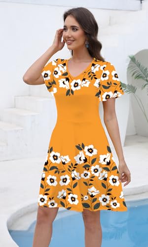 Image of COSSEN Women's Casual Short Sleeve Dress with Pockets