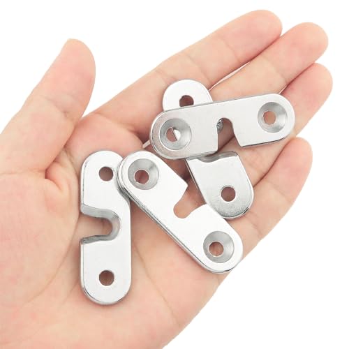 Image of 8PCS Multifunctional Screws Keyhole Hanging Plates Flat Corner Brace Plates Metal Joining Plates Connector Repair Bracket Keyhole Shelf Brackets Single Keyhole Picture Hanger