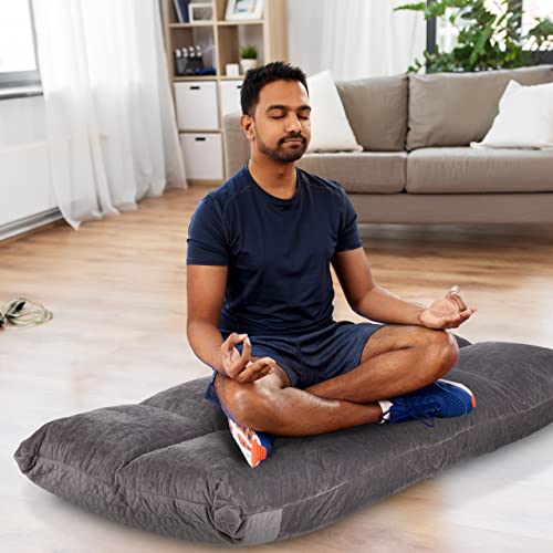 Chaise de sol réglable gris Relaxdays pour lecture et détente
