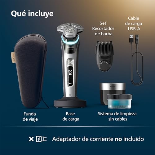 Philips i9000 Prestige, Afeitadora Eléctrica Hombre, Máquina de Afeitar Barba en Seco y Mojado, Tecnología SkinIQ, Base de Carga, Recargable, Estuche, Centro de limpieza, Recortador, XP9204/33 - imagen 7