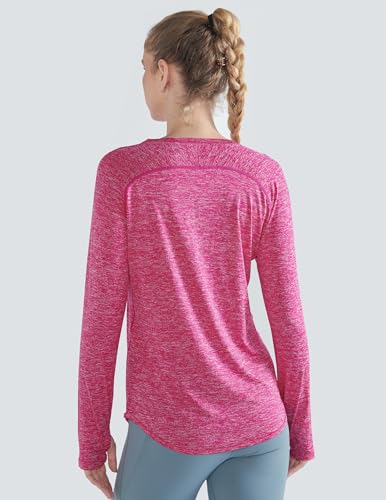 4-Pack: Womens Long Sleeve Athletic Tops with Thumb Holes – Dry Fit Active Crewneck Workout Tees4