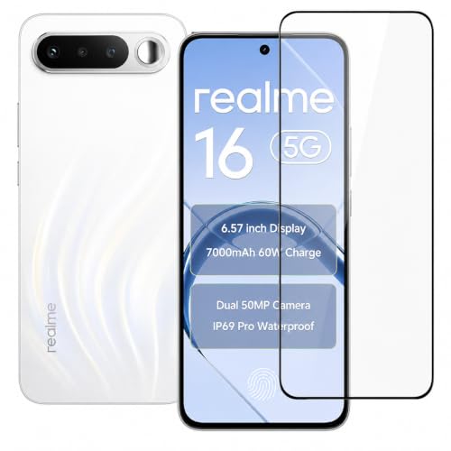 Image of Military-Grade Tempered Glass Screen Protector Compatible for Realme 16 5G with Edge to Edge Coverage and Easy Self Installation Kit (realme 16 5G)