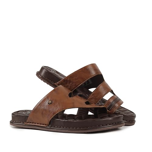 Image of Pierre Cardin PC1047 Leather Casual Thong Sandals for men Cafe 44
