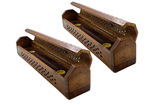 Crystalo CRYSTALO-CBV 2 Pack Wooden Coffin Incense Sticks Burner thumb #2
