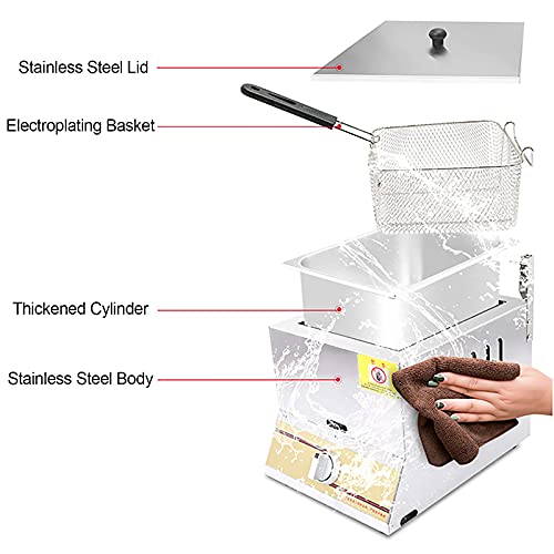 Kommerzielle Gas-Fritteuse mit Korb, professionelle Arbeitsplatten-Fritteuse, leicht zu reinigen, für Zuhause, Bäckerei, Restaurant, Café, Küche – Bild 7