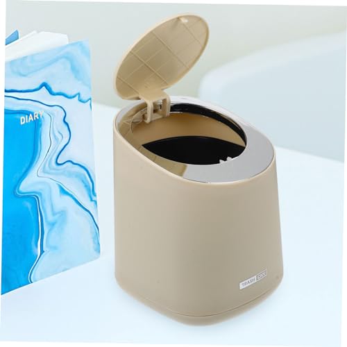 Mini caneca de basura rectangular beige para escritorio miniatura 3