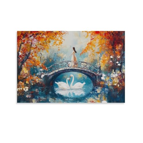 Tableau Cygne en toile 50x75cm pour decoration salon