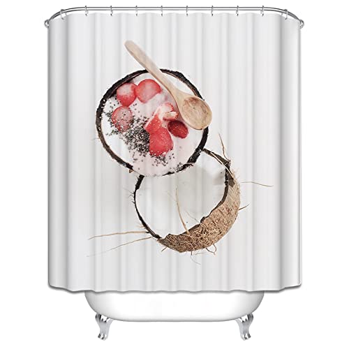 Rideau douche 180x200cm polyester imperméable blanc rouge pour salle de bain