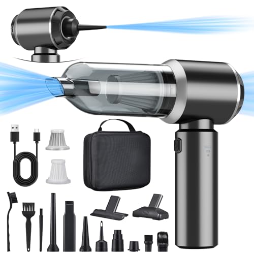Aspirateur à main 2 en 1 sans fil, 25000 PA, aspirateur à main puissant, 3 vitesses, 220000 tr/min, souffleur de poussière électrique, vaporisateur d'air comprimé pour voiture, cuisine, PC, canapé
