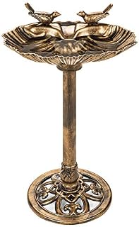 Best Choice Products Outdoor Pedestal Bird Bath Decoration w/Sparrow Statues, Fleur-de-Lis Accents