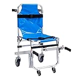 Con cinta de liberación rápida, segura: la silla de escalera EMS avanzada está equipada con 3 correas de liberación rápida ajustables para asegurar a la persona durante el transporte y mover al paciente hacia arriba y hacia abajo en caso de emergencia. La silla de ruedas para escaleras es un equipo ideal para que el personal de emergencia transporte a los pacientes por las escaleras.