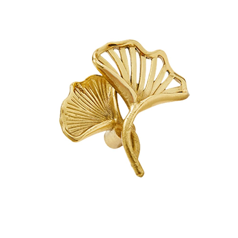 Poignée de meuble en laiton ginkgo dorée pour une décoration raffinée