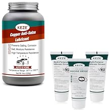 Keze Brake Grease Copper Anti Seize Lubricant 8 oz and Food Grade Silicone Lubricant Plumbers Grease for Valve Sealant Faucet O Rings 1 oz 3 Pack