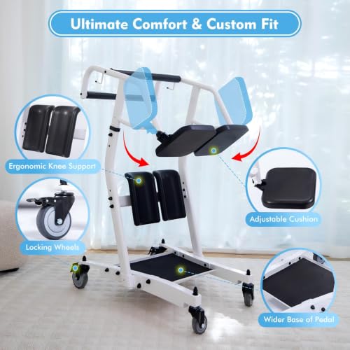 Image of Sit to Stand Lift for Elderly - Stand Assist Patient Lift with Sling, Patient Transfer Lift for Home Care Use, Mobility Lift Assist Transfer Device for Seniors, Adults & Disabled, 400lb Capacity