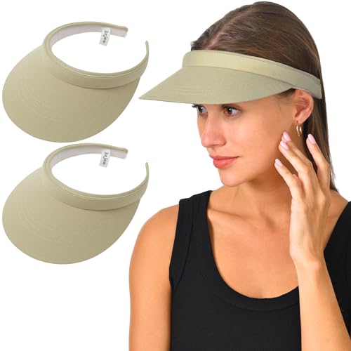 Image of 2 Pack Visor Women Men Sun Hat Clip On Visors Adjustable Sport Wide Brim Cap