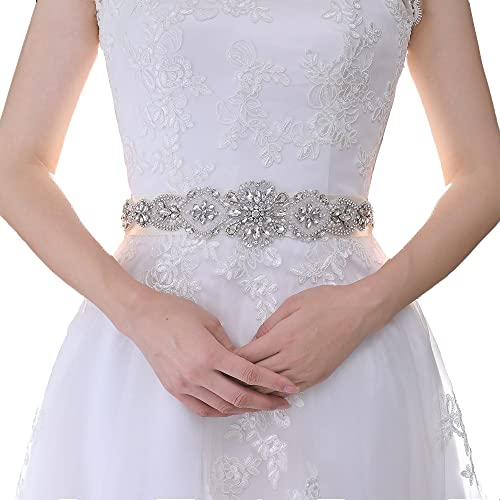Bridal Wedding Belt Sash, Bridal Belt Hand Rhinestone Wedding Belt for Bride Crystal Sash Women Dress Accessories - Main Image