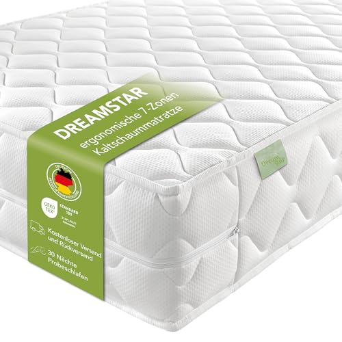DREAMSTAR Ergo Flex XXL Duo 120x200cm I ergonomische 7-Zonen Kaltschaummatratze I Öko-TEX® | H2 &...