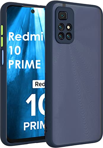 Image of Designerz Hub Transparent Military Grade Certified Clear Case - Smoke Case, Shock Absorbing Rubber, Scratch Resistant Protective Case, Drop Tested Case for Redmi 10 Prime - Blue