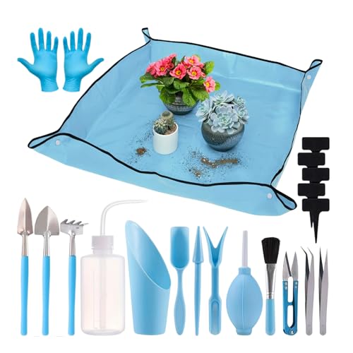 Mélange de terreau propre grâce au kit de jardinage avec tapis étanche de sol - 2