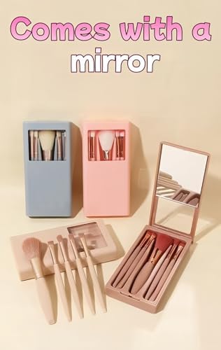 5-Piece Professional Makeup Brush Set with Mirror &