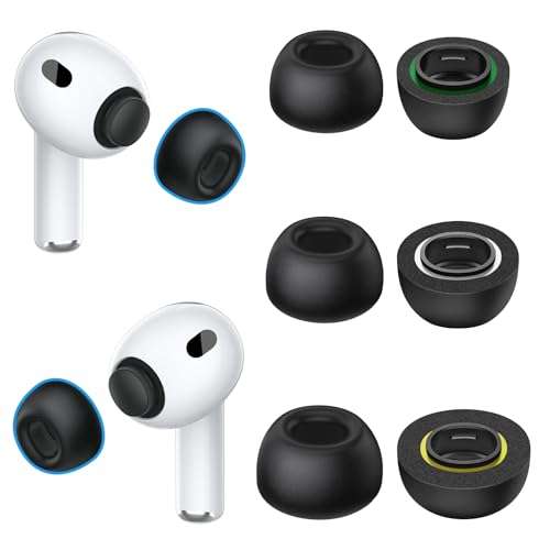 Image of Memory Foam Ear Tips Compatible with AirPods Pro 3 (3 Pairs,S /M /L,Black)