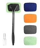 PAIYUE 6PCS Car Detailing Kit,Windshield Cleaner Tool,Car Accessories Inside Windshield Cleaning Tool with Extendable Handle,4 Microfiber Pads and 1 Spray Bottles,Suitable for All Cars,Trucks,SUVs,RVs