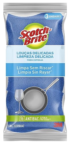 Scotch-Brite, 3M, Esponja Não Risca - Azul, 1 pacote com 3 unidades