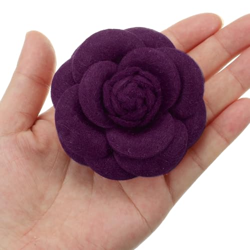 Image of PATIKIL Camellia Fabric Pin, 2 Pcs Flower Brooch Artificial Flowers Brooches for Women Girls Cloth Wedding Party Decor Accessories Jewelry Gift, White