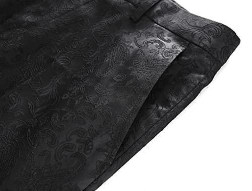 Mens Jacquard Floral Dress Pants Slim Fit Tuxedo Suit Pants3