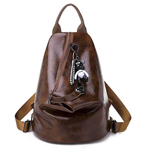 Sac à dos en cuir rétro marron pour femme grand volume aux finitions soignées