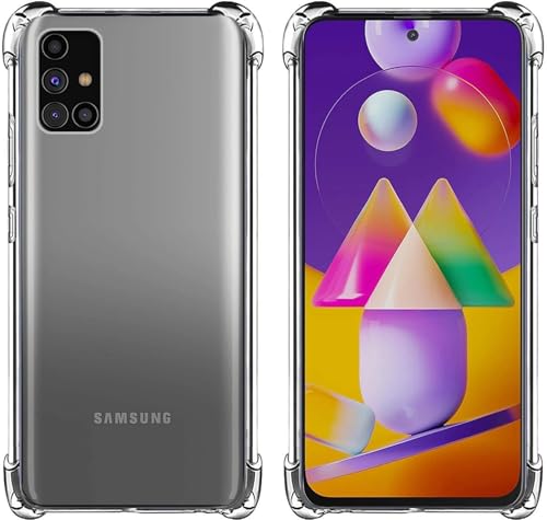 Image of BOXXO Flexible Back Cover for Samsung Galaxy M31s | Back Cover Transparent Clear Shockproof Case Four Corner Protection | Slim Protective Mobile Phone Cover for Samsung Galaxy M31s