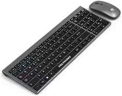 Kit Teclado e Mouse Sem Fio Recarregável 2.4G Bluetooth, Wireless ABNT2, Mouse Óptico 800/1200/1600 DPI, Compatível com iOS Android Windows, Preto BK-8078