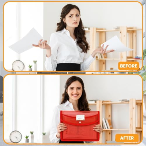 Image of Amazon Basics Horizontal File Folder | Transparent Poly-Plastic Envelope Pouch for A4 /Foolscap Documents | Water Resistant Snap Button File Storage Bag | Office, School Stationery | Black - Pack of 5