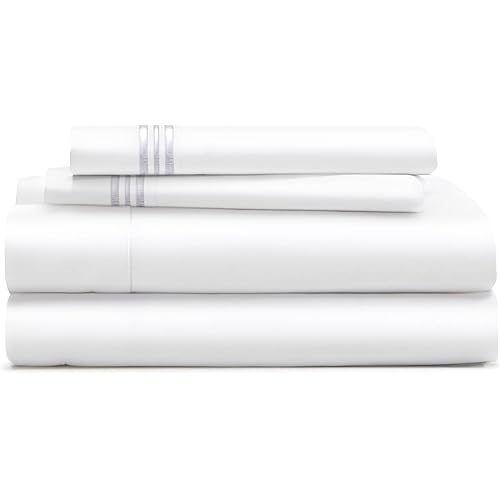 Cosy House Collection Everyday 1500 Series Bed Sheet Set - Ultra Soft & Cool Hotel Luxury Bedding - Deep Pocket - Wrinkle, Stain and Fade Resistant - 4 Piece Set (Queen, Bright White)