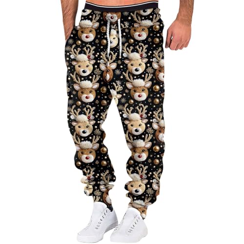 Mens Baggy Sweatpants Cargo Santa Claus Cuffed Joggers Pant Casual Novelty Sports Drawstring Pants with Pocket S-4XL2