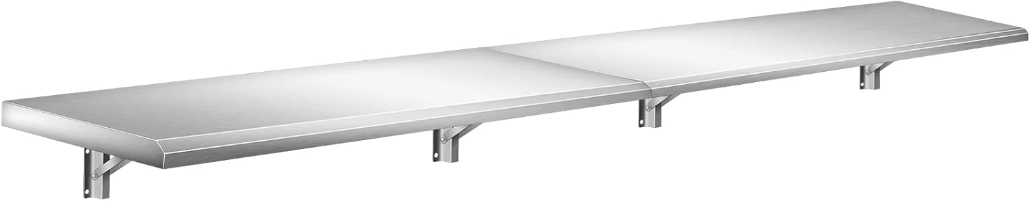 Folding Stainless Steel Concession Shelf for Food Trailers 96" x 12" Space-Saving Drop Down Metal Serving Shelves for Concession Windows