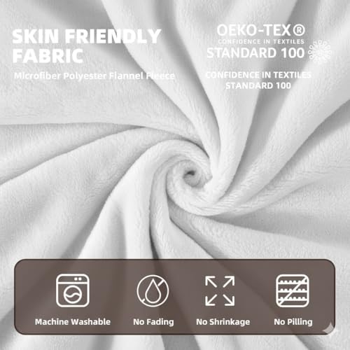 Image of Harleen Blankets, 250 GSM Super Soft Flannel Cozy Blankets for Single Bed, Washable Lightweight Blanket for Couch Sofa Bed Office, Warm Plush Blankets for All Season (60 inchx90 inch) (White, Single)