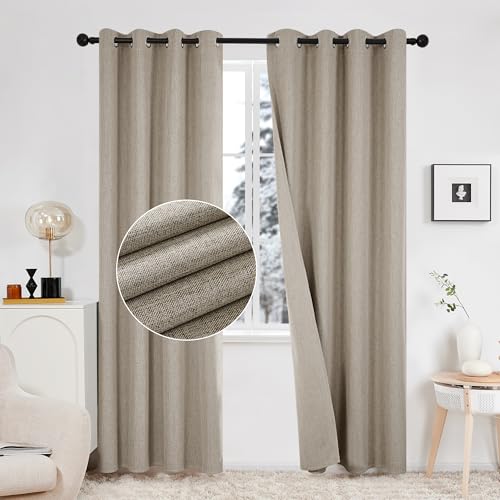 Deconovo Total Blackout Curtains Linen Curtains Room...