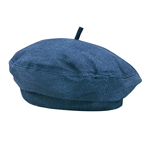 Women Girls Denim Beret French Hat Casual Sun Hat With Adjustable Strap #TOP1