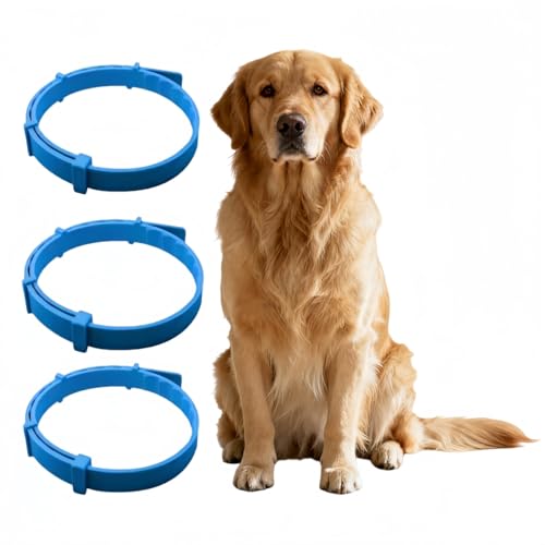 Azragon Calming Collar for Dogs with Pheromones and Waterproof - 8 Mouths Anxiety Relief for Dogs and Cats, Adjustable Durable Collar with Secure Buckle, Vet-Recommended Alternative (Blue, 3-Pack)